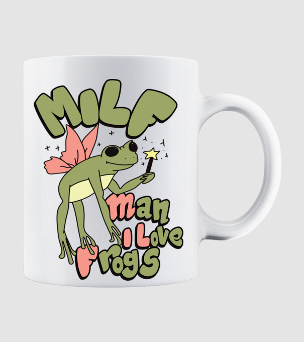 MILF man i love frogs model alb pe tricou