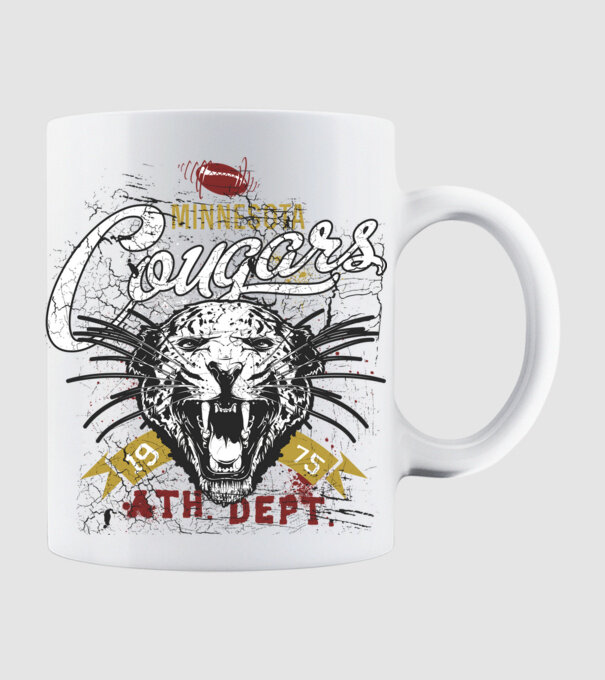 Minesota Cougars TEXTURED model alb pe tricou