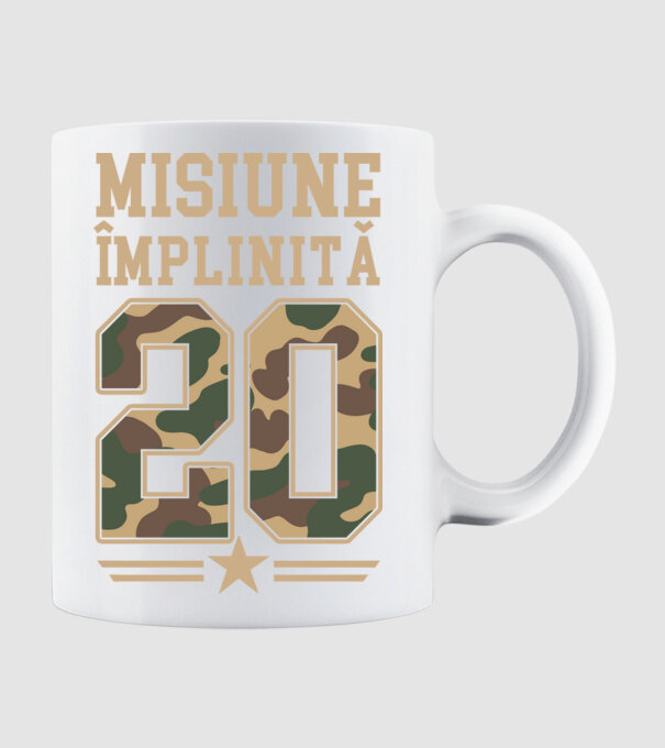 Misiune împlinită 20 model alb pe tricou