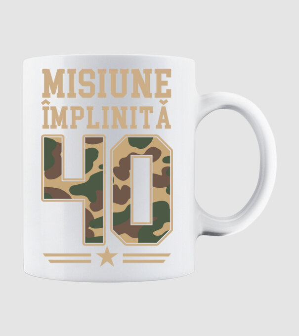 Misiune împlinită 40 model alb pe tricou