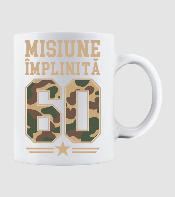 Misiune împlinită 60 model alb pe tricou