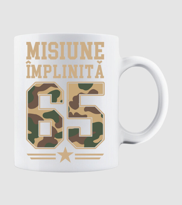 Misiune împlinită 65 model alb pe tricou