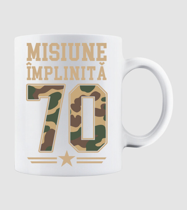 Misiune împlinită 70 model alb pe tricou