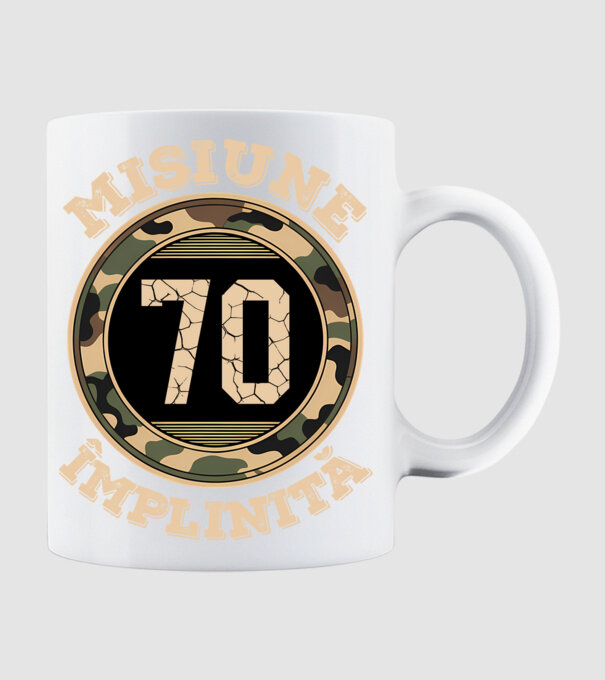 Misiune împlinită 70 model alb pe tricou