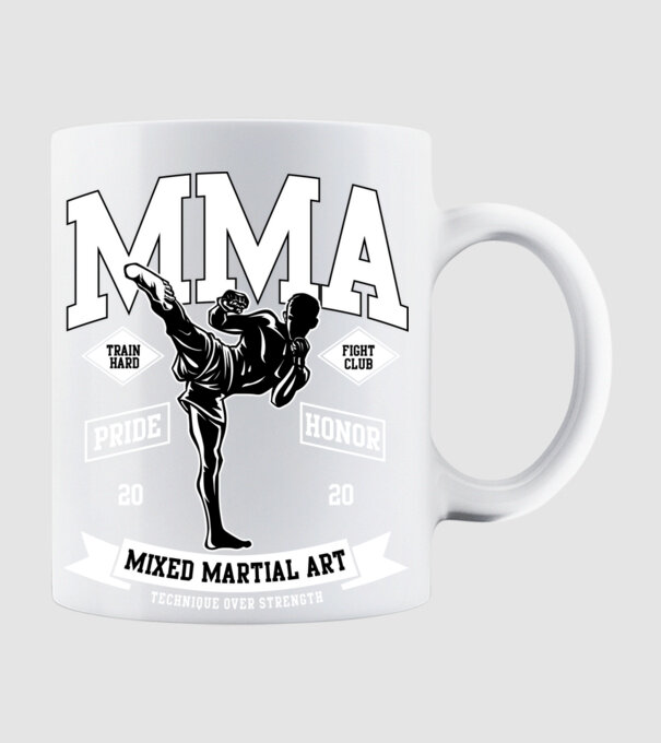 MMA model alb pe tricou