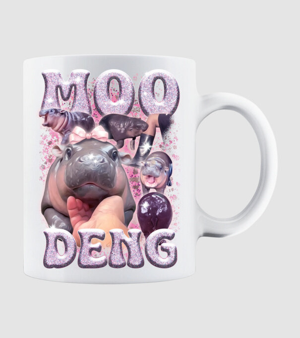 MOO DENG baby hippo model alb pe tricou