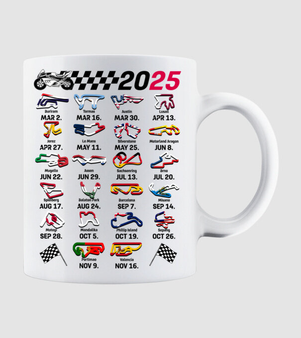 MOTOGP 25 CALENDAR alb model alb pe tricou