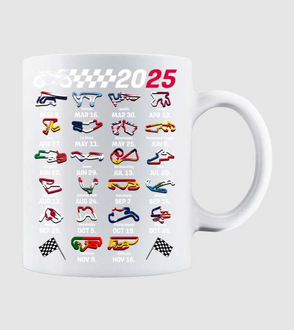 MOTOGP 25 CALENDAR Negru model alb pe tricou