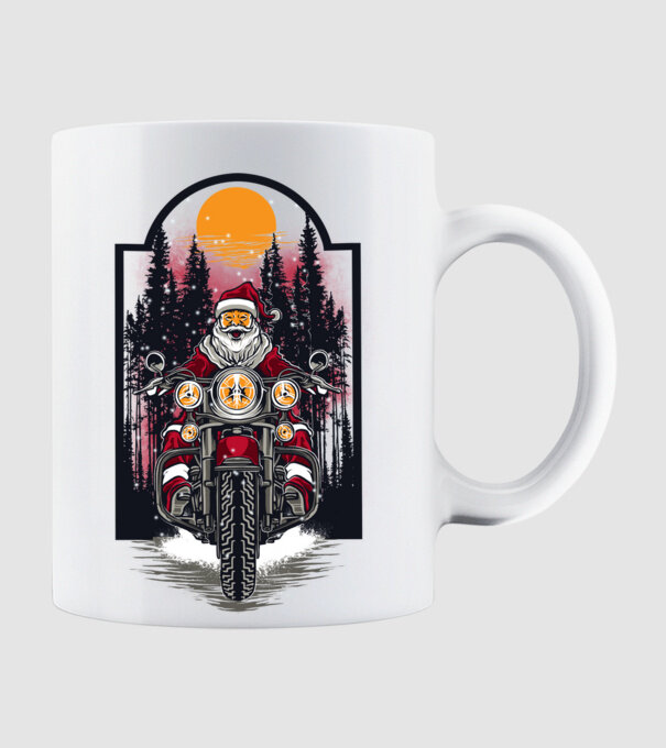 Motor santa model alb pe tricou