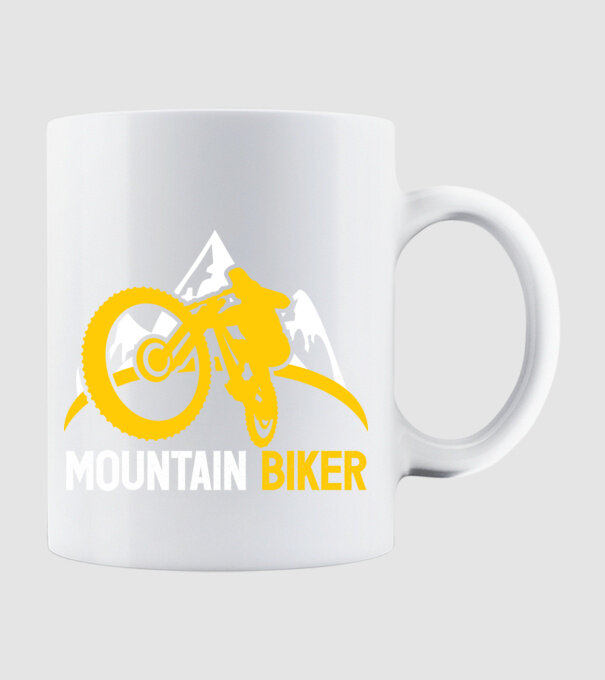 mountain biker model alb pe tricou