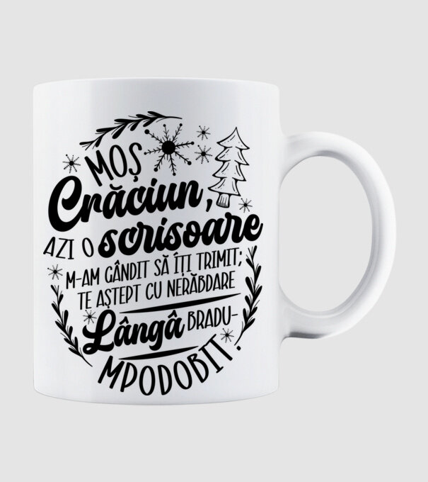 Moş Crăciun model alb pe tricou