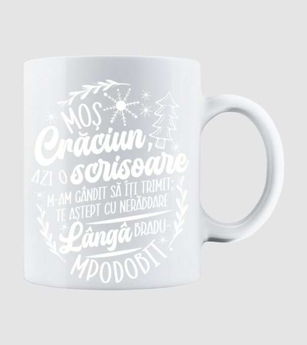 Moş Crăciun model alb pe tricou