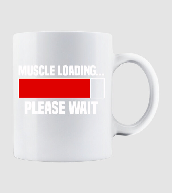 Muscle loading model alb pe tricou