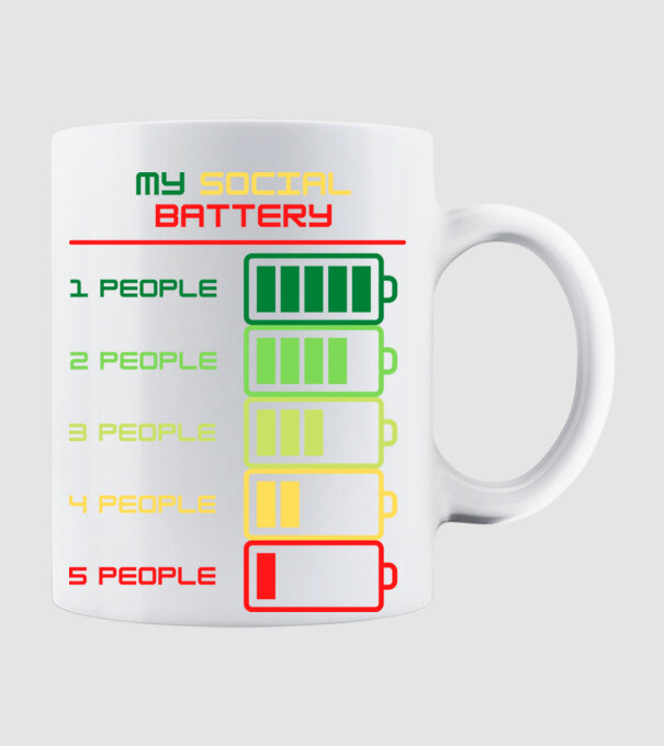 My social battery model alb pe tricou