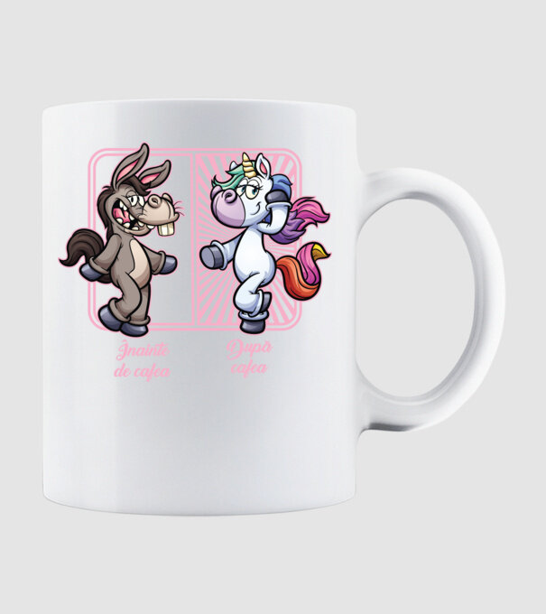 Înainte de cafea model alb pe tricou