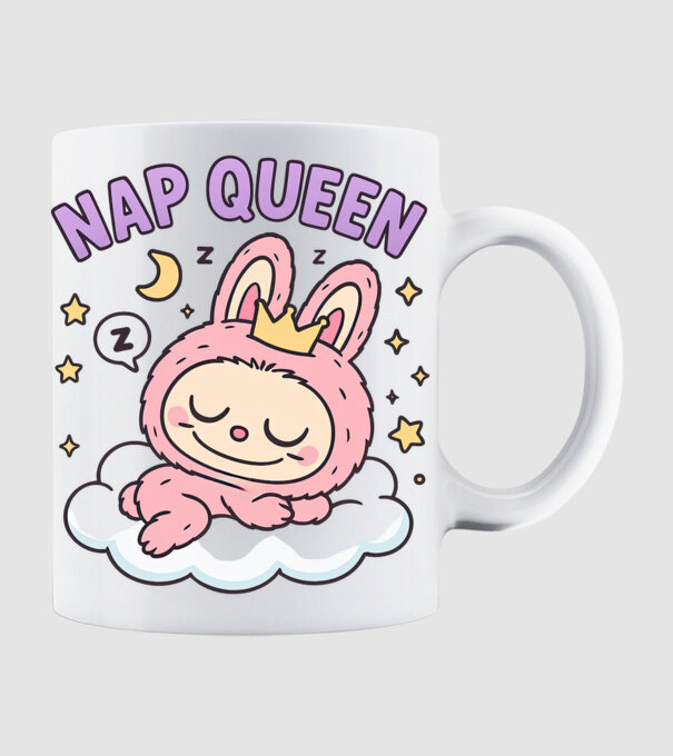 Nap Queen model alb pe tricou