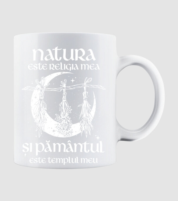 Natura este religia mea model alb pe tricou