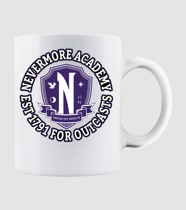 Nevermore academy model alb pe tricou