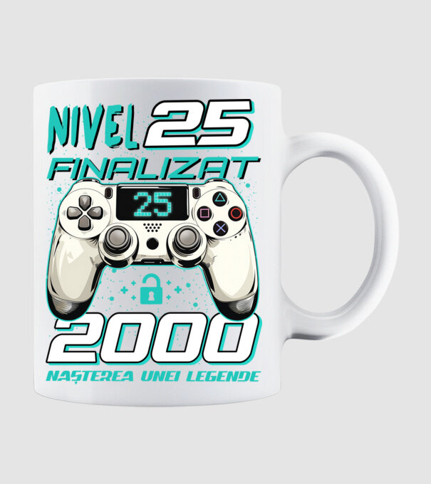 Nivel finalizat 25 2000 model alb pe tricou