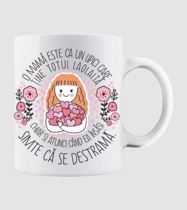 O mamă este ca un lipici care ține totul laolaltă, chiar și atunci când ea însăși simte că se destramă. model alb pe tricou