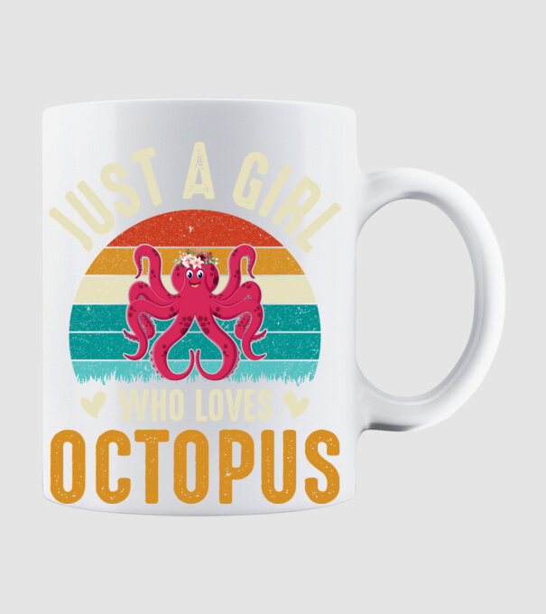 Octopus model alb pe tricou