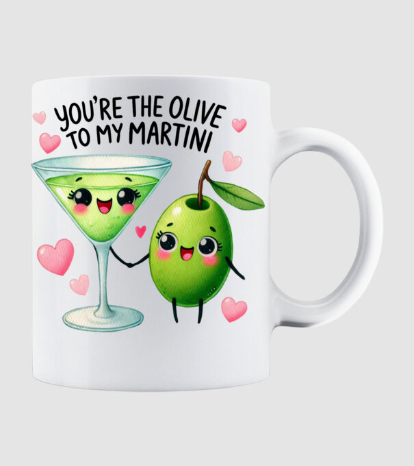 Olive to my Martini model alb pe tricou