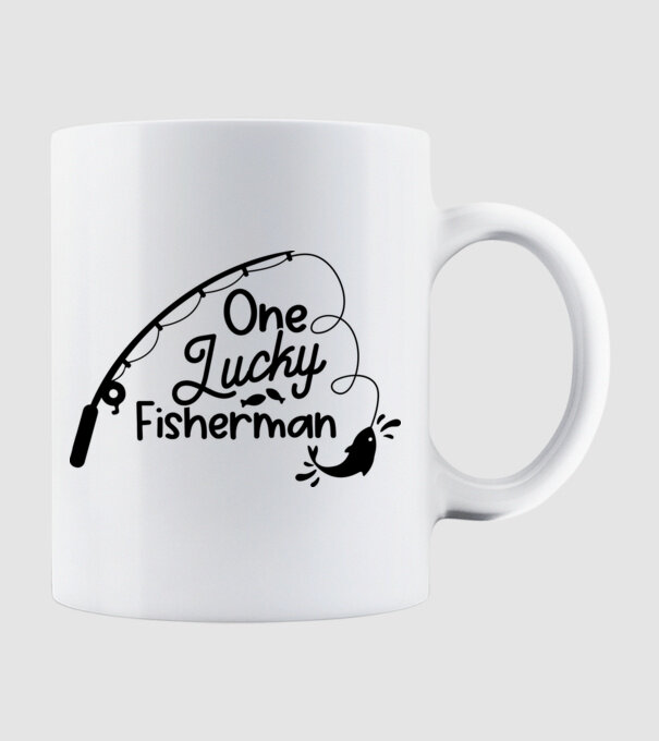 One lucky Fisherman model alb pe tricou