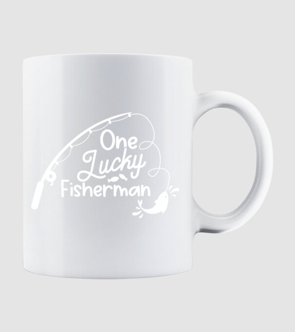 One lucky Fisherman model alb pe tricou