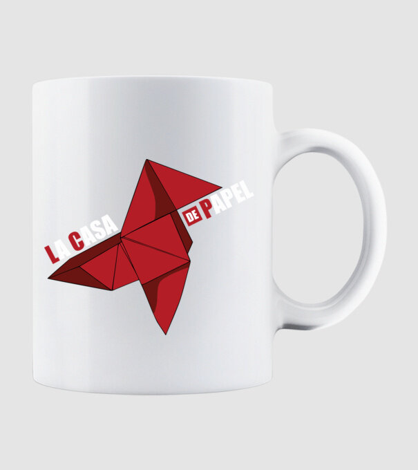origami la casa de papel model alb pe tricou