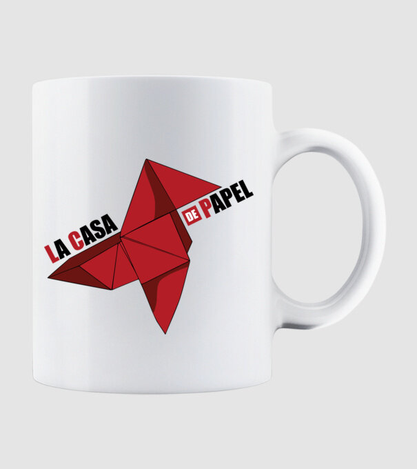 origami la casa de papel white model alb pe tricou