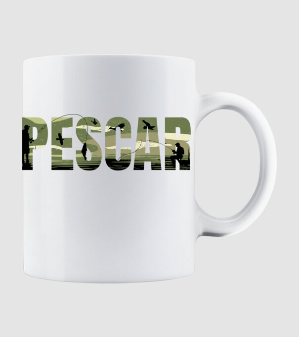 PESCAR model alb pe tricou