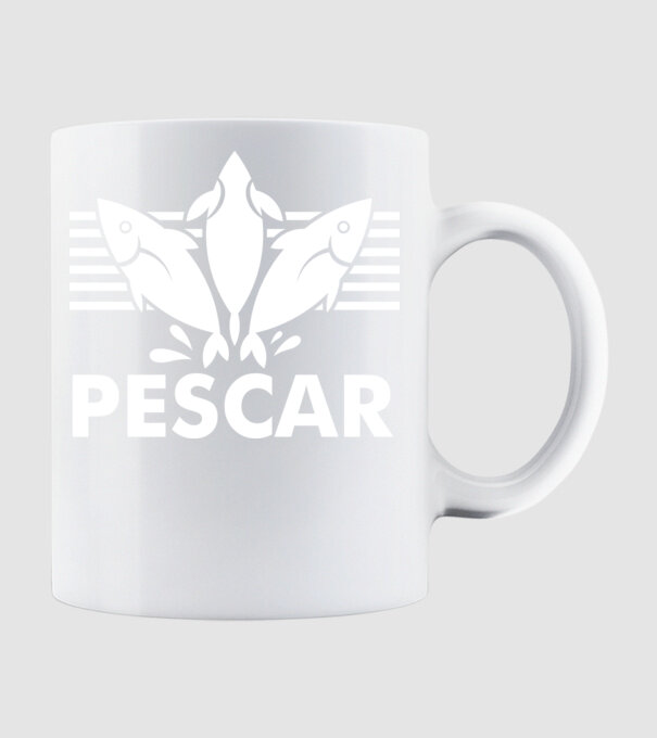 Pescar original model alb pe tricou