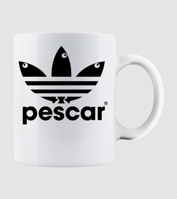 Pescar original model alb pe tricou