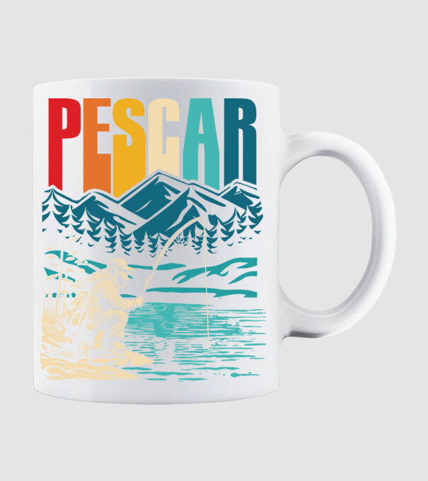 Pescar retro model alb pe tricou
