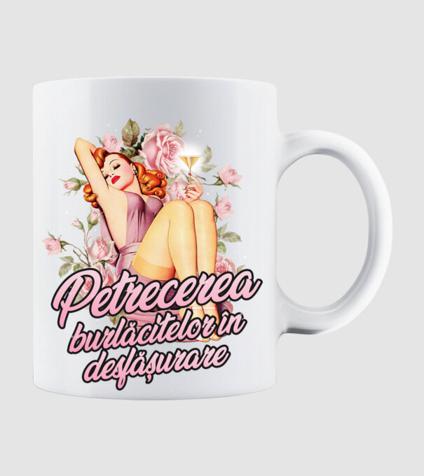 Petrecerea burlăcitelor în desfășurare model alb pe tricou
