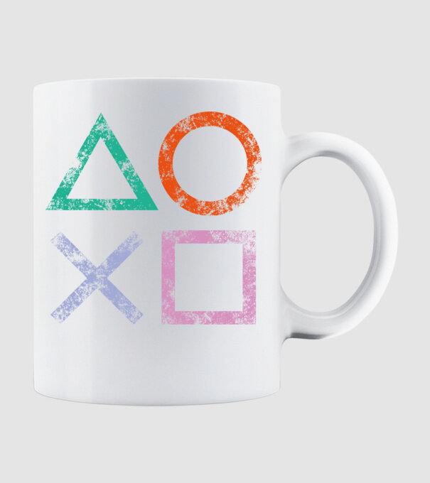PlayStation icon model alb pe tricou