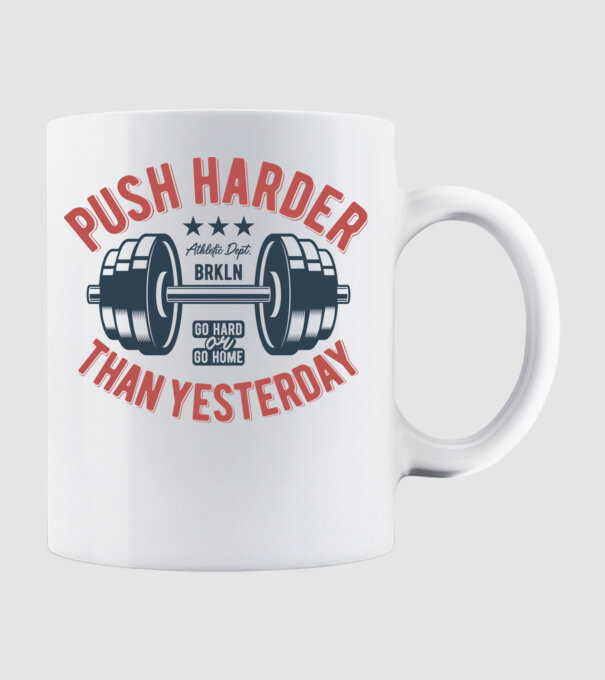 push harder model alb pe tricou