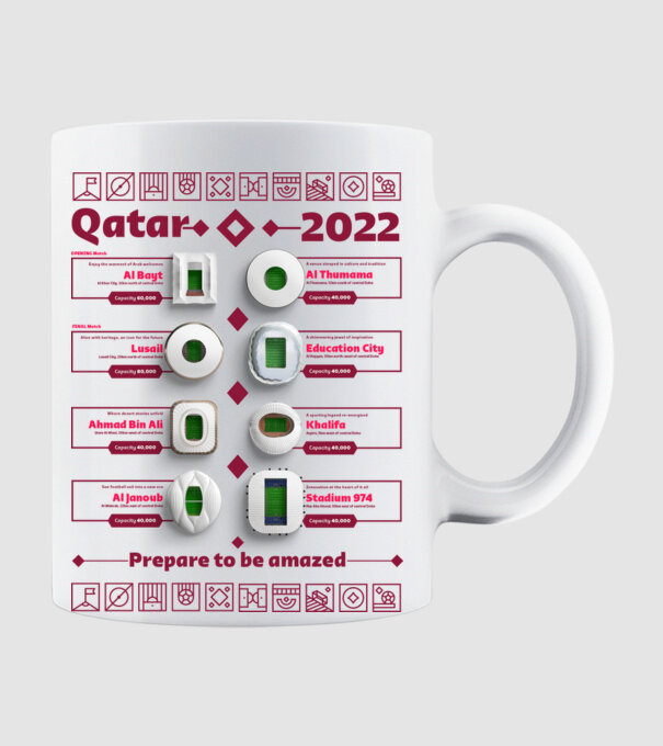 Qatar 2022 Stadiums white model alb pe tricou