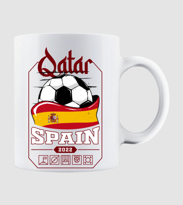 Qatar teams Spain model alb pe tricou