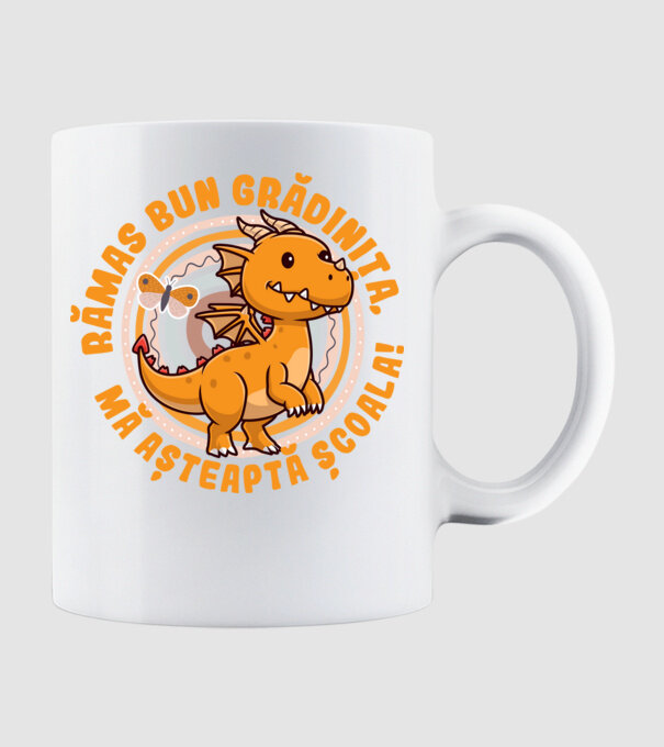 Rămas bun grădiniță, mă așteaptă școala! model alb pe tricou