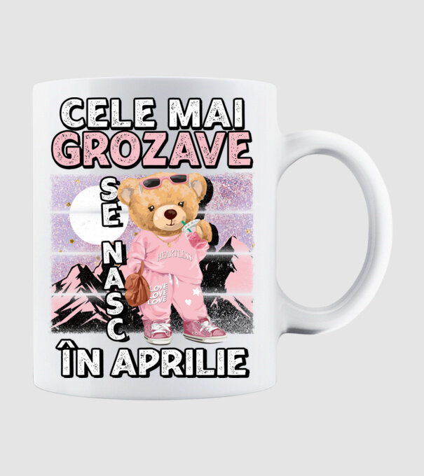 RETRO teddy fetişcană APRILIE model alb pe tricou