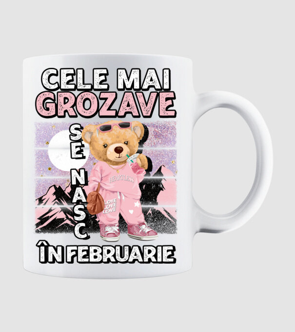 RETRO teddy fetişcană FEBRUARIE model alb pe tricou