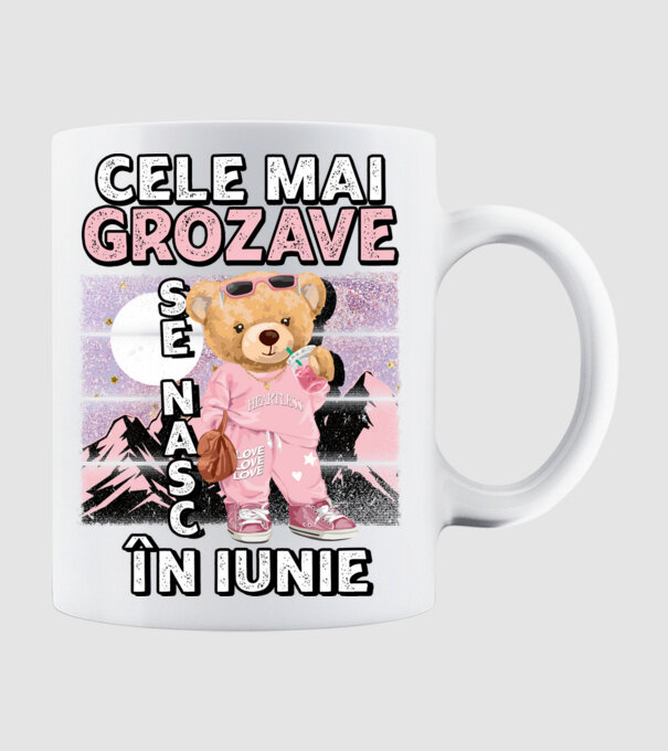 RETRO teddy fetişcană IUNIE model alb pe tricou