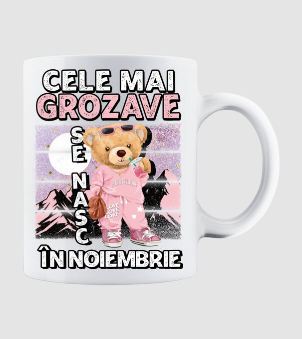 RETRO teddy fetişcană NOIEMBRIE model alb pe tricou