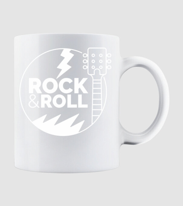 Rock n roll model alb pe tricou