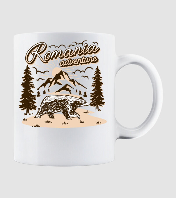 Romania bear adventure model alb pe tricou