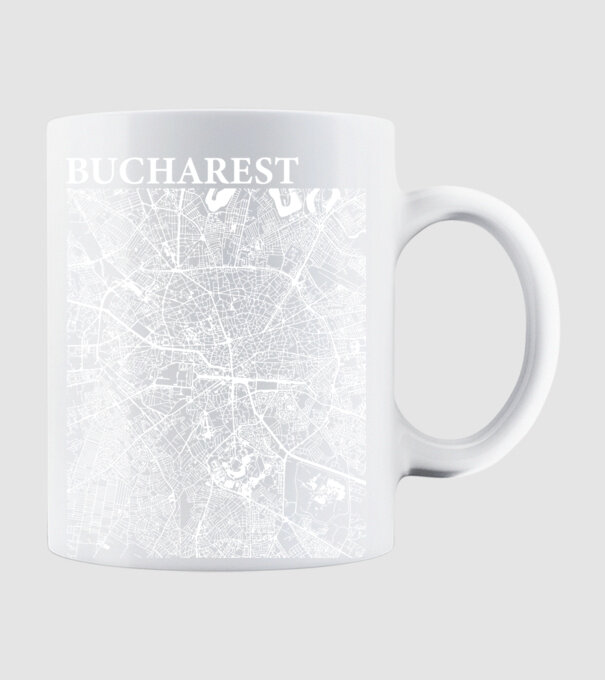 România Bucharest map model alb pe tricou