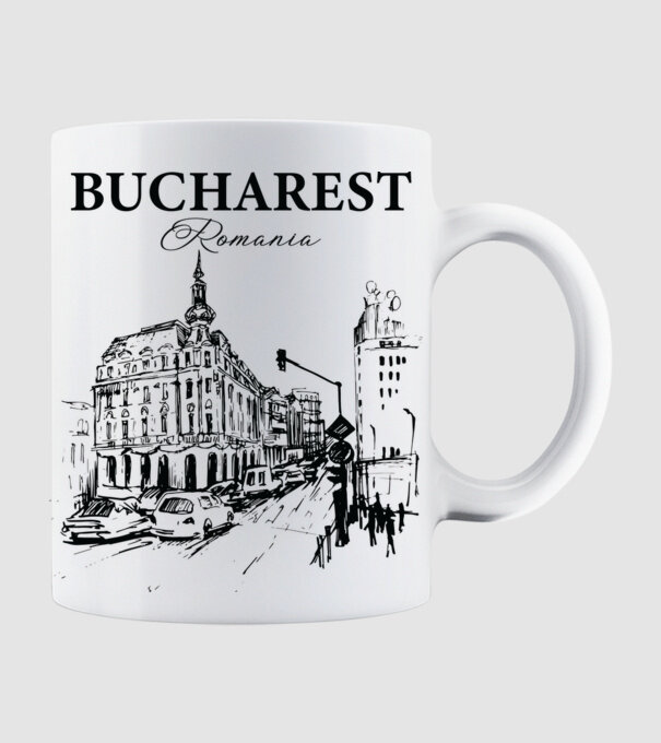 România Bucharest vintage model alb pe tricou