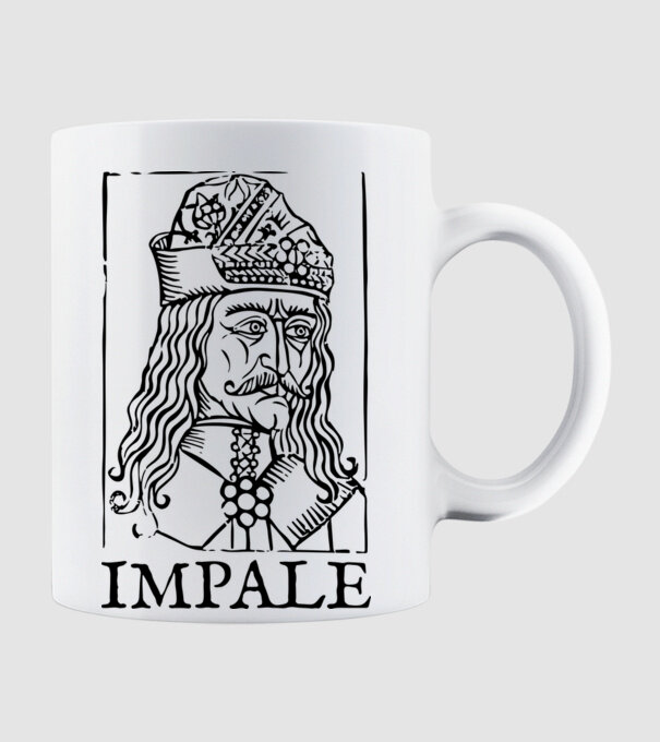 România dracula impale model alb pe tricou