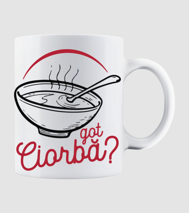 România Got ciorbă model alb pe tricou